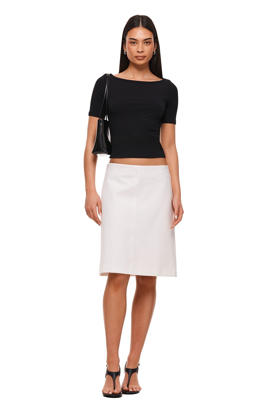 THE NICOLE WHITE MIDI SKIRT | MODEL