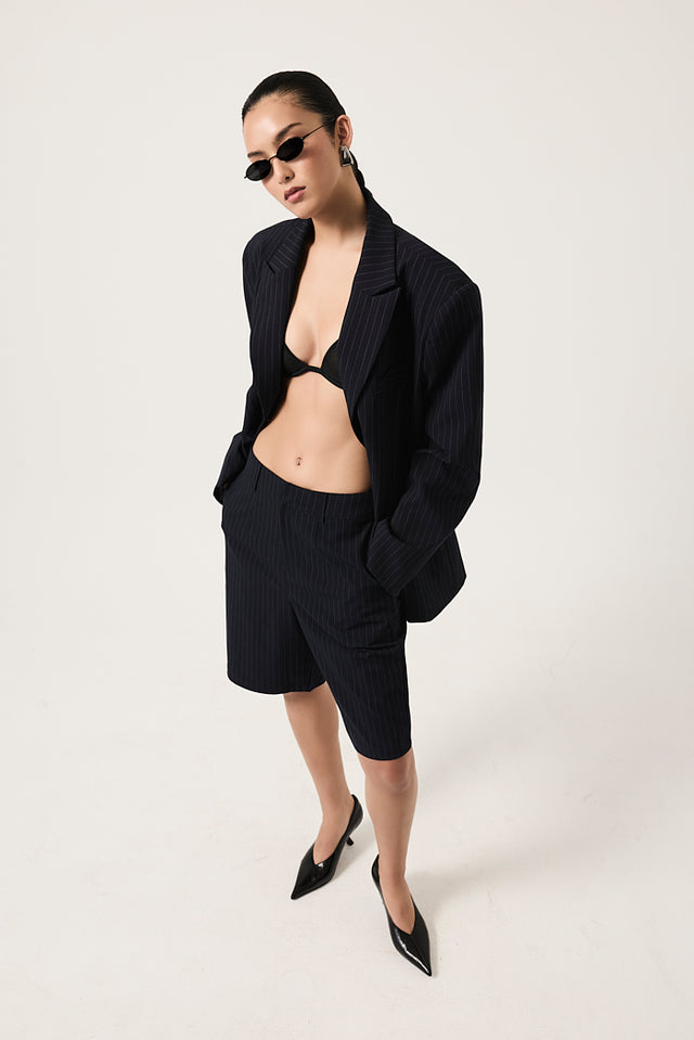 THE ISLA NAVY PINSTRIPE BLAZER
