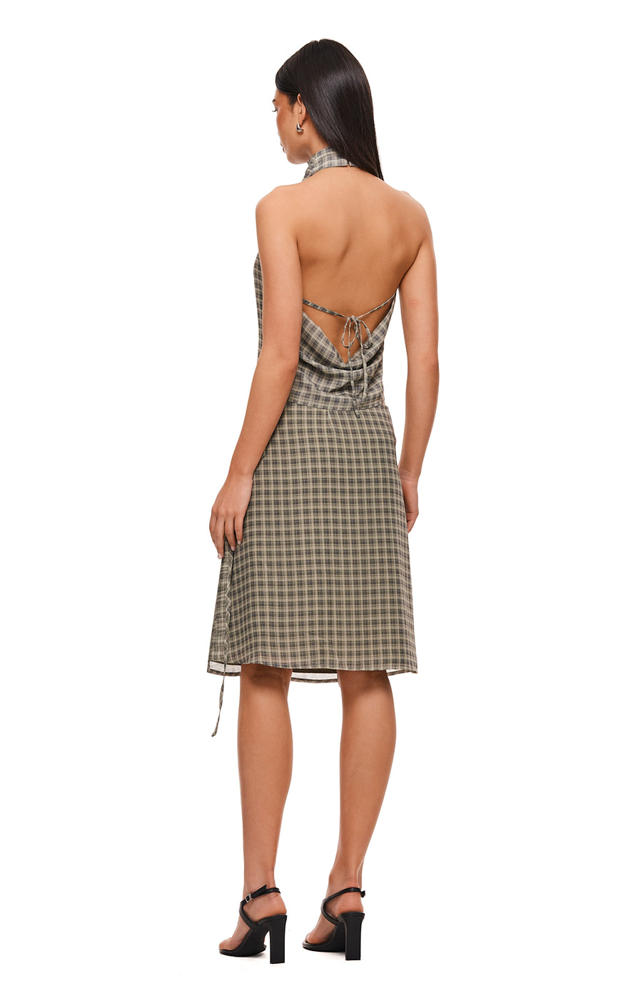THE TALULAH CHECK MIDI SKIRT | MODEL
