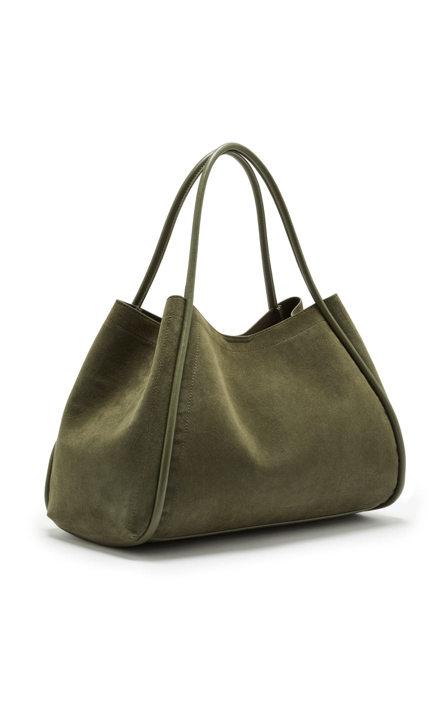 THE NYLA KHAKI SUEDE BAG | GHOST