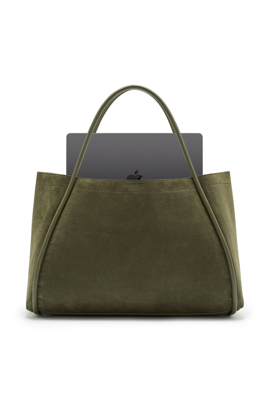 THE NYLA KHAKI SUEDE BAG | GHOST