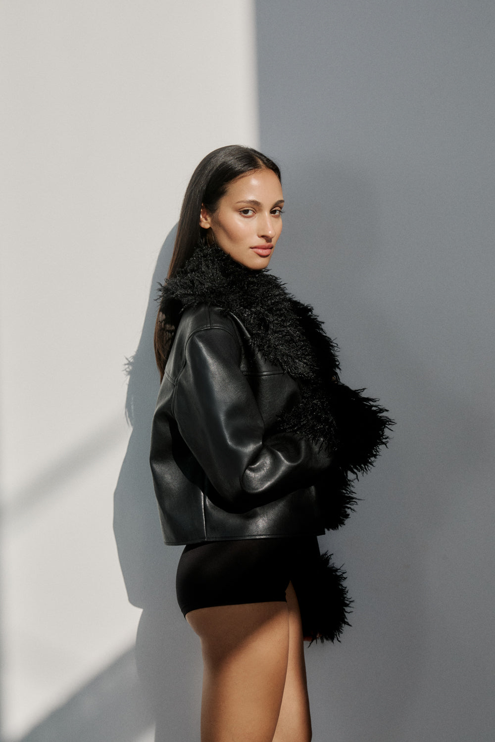 Nakedvice | The Pippa Black Jacket | Women's Leather Look Fur Jackets