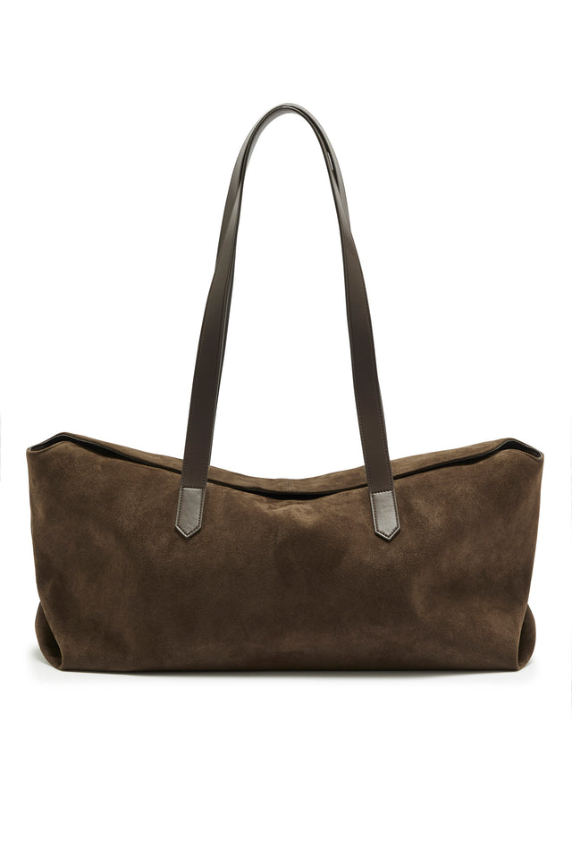 THE POPPY COFFEE SUEDE TOTE 