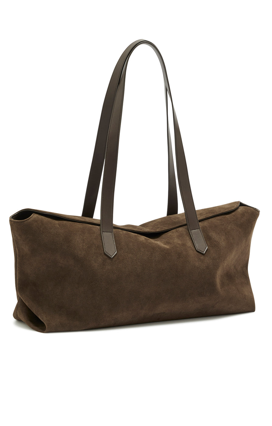 THE POPPY COFFEE SUEDE TOTE | GHOST