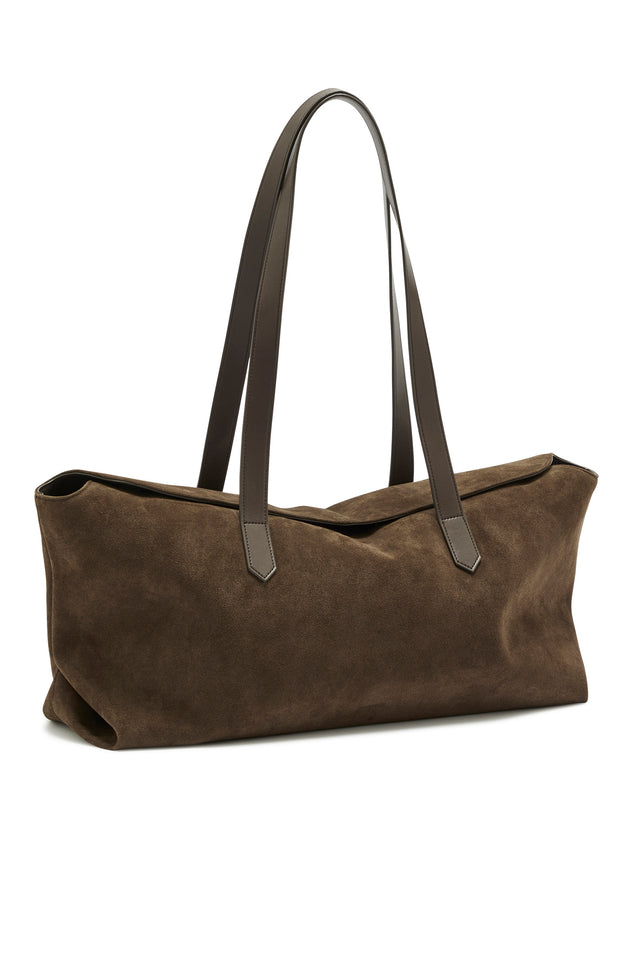 THE POPPY COFFEE SUEDE TOTE 