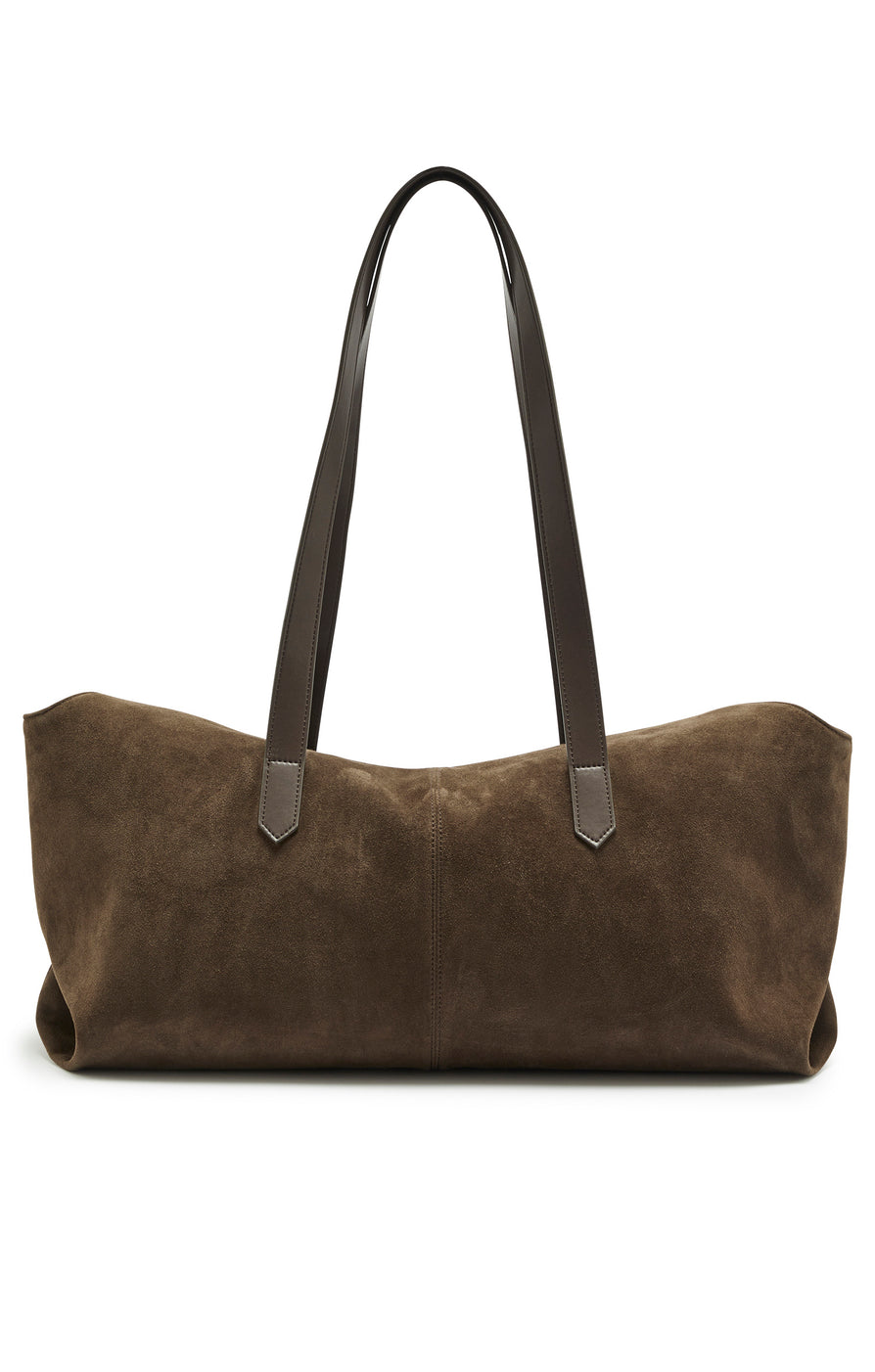 THE POPPY COFFEE SUEDE TOTE | GHOST