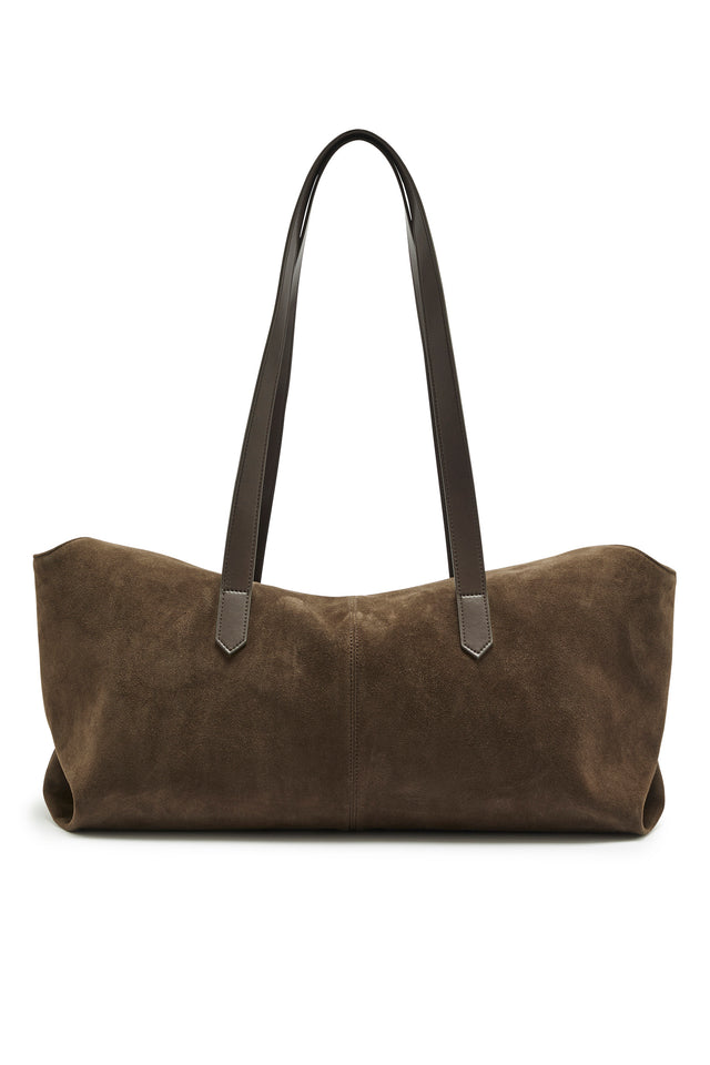 THE POPPY COFFEE SUEDE TOTE 