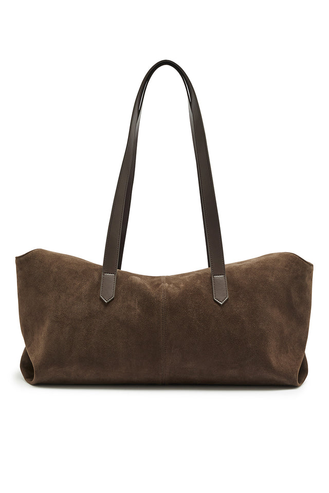 THE POPPY COFFEE SUEDE TOTE 