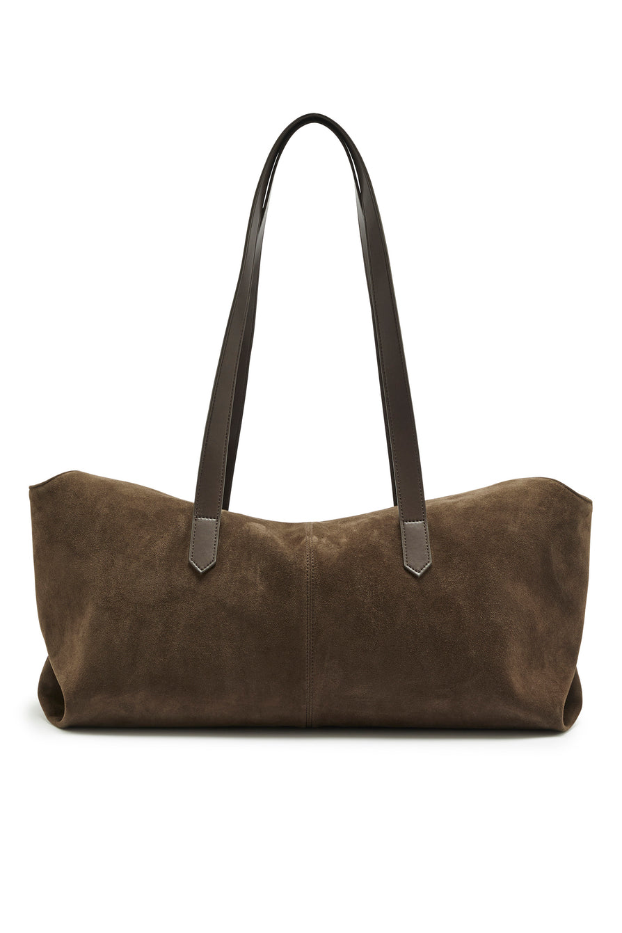 THE POPPY COFFEE SUEDE TOTE | GHOST