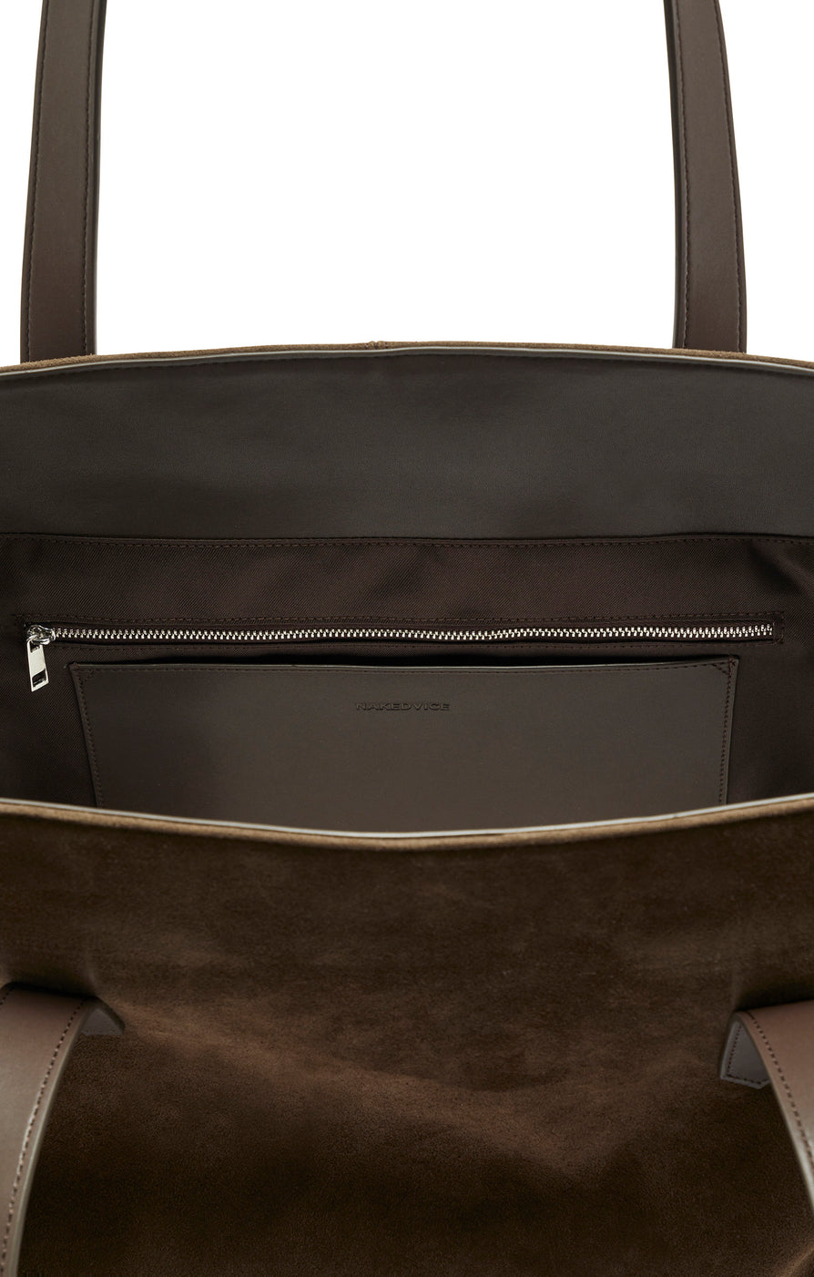 THE POPPY COFFEE SUEDE TOTE | GHOST