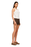 THE NATALIE MOCHA SUEDE FLATFORM | model