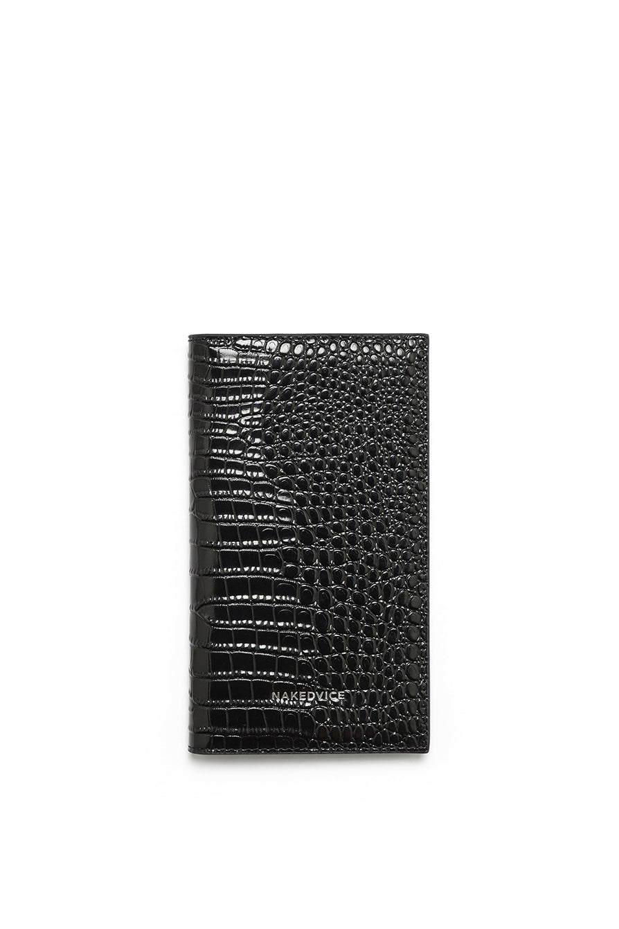 THE SALERNO BLACK CROC PASSPORT WALLET | GHOST