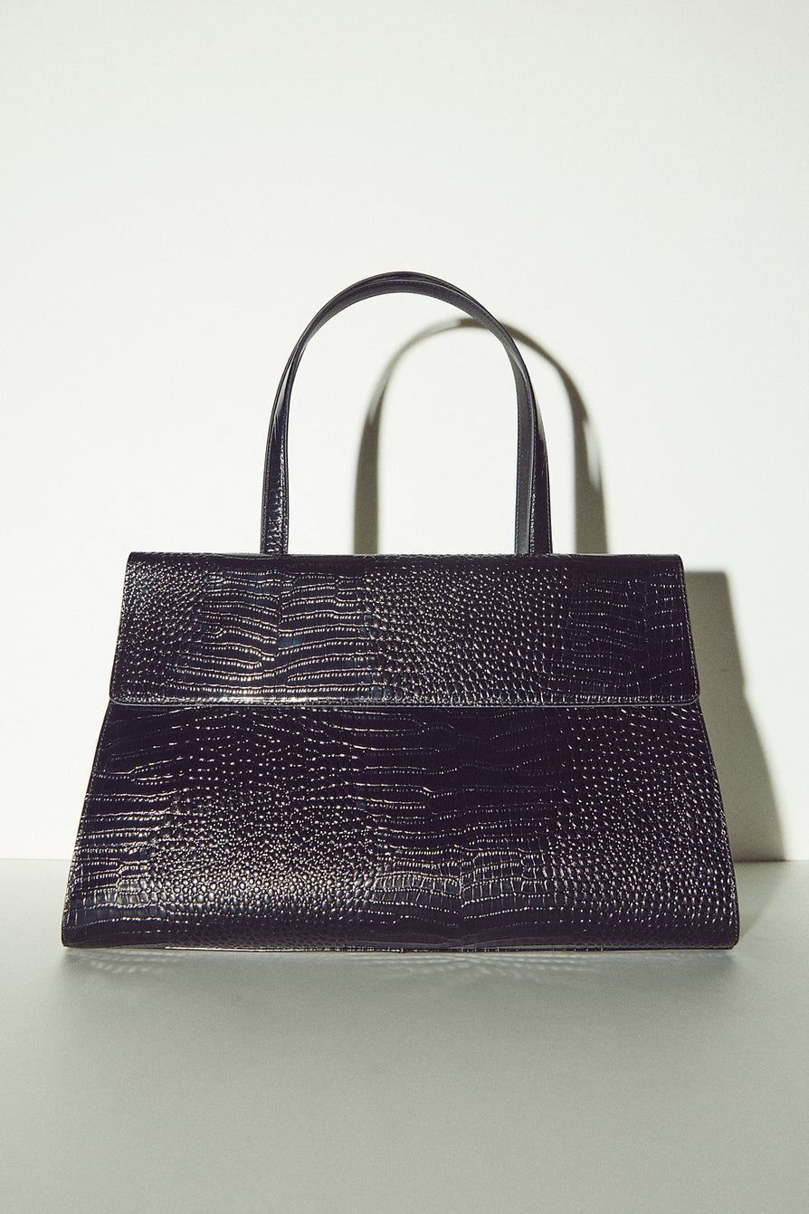THE SIDNEY BLACK CROC TOTE | LIFESTYLE