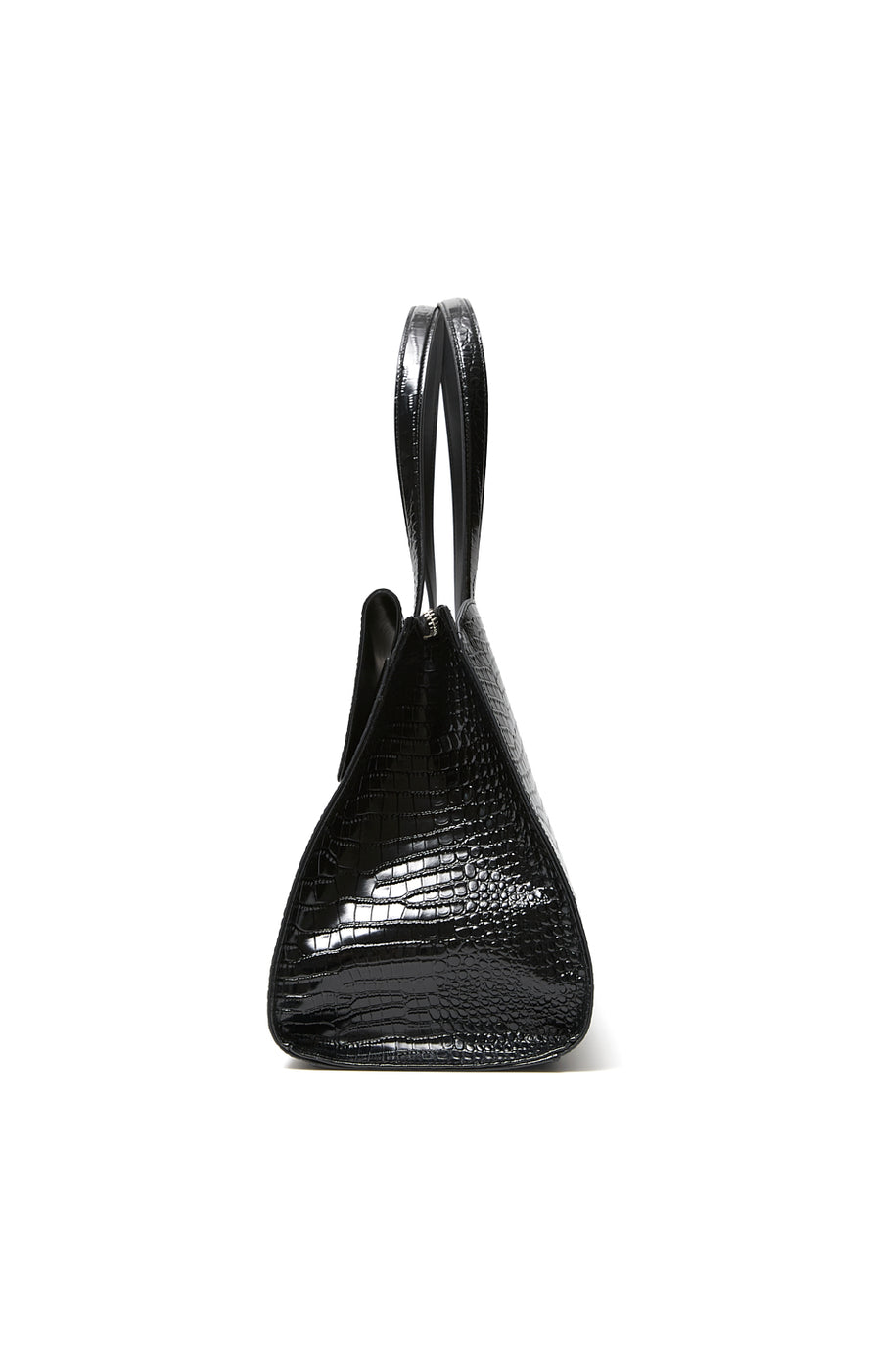 THE SIDNEY BLACK CROC TOTE | GHOST