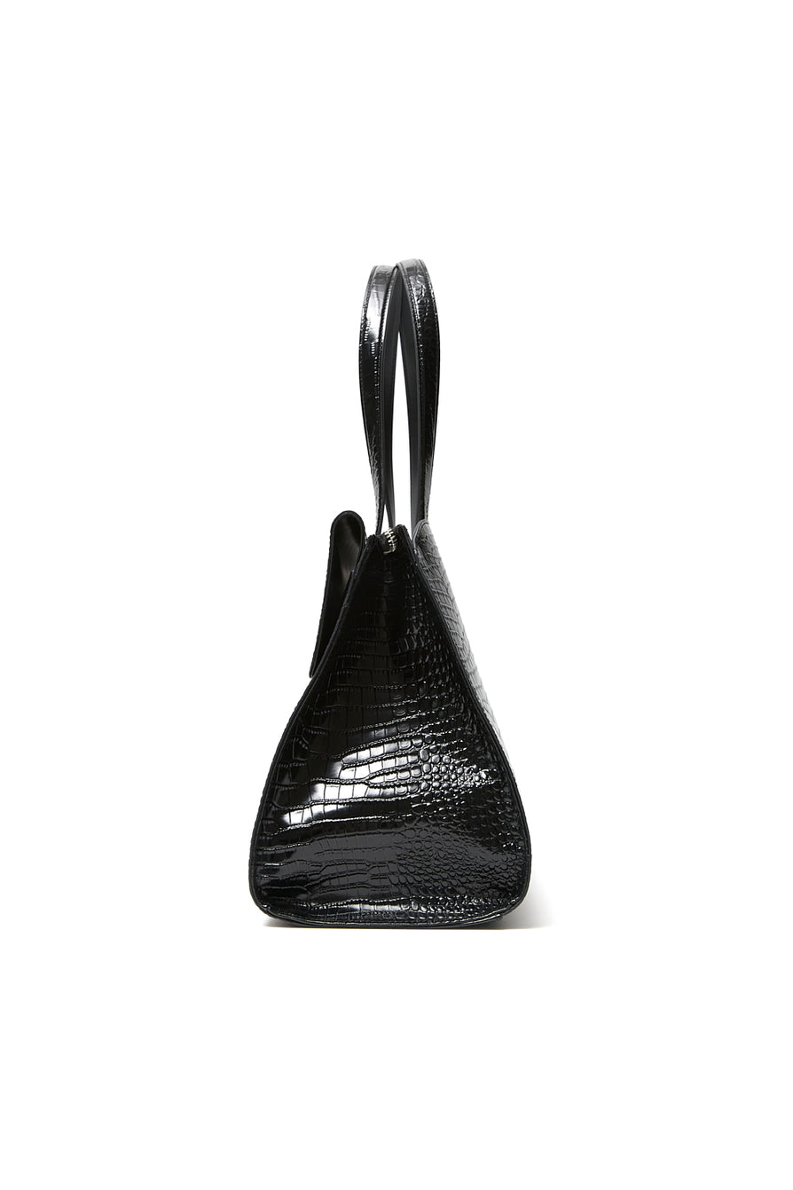 THE SIDNEY BLACK CROC TOTE | GHOST