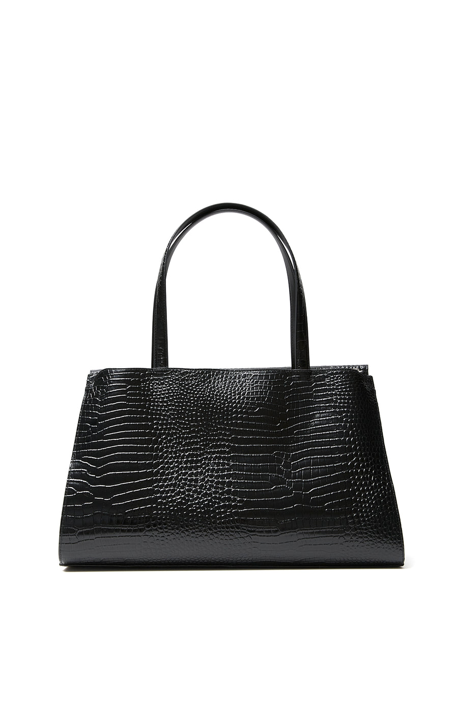 THE SIDNEY BLACK CROC TOTE | GHOST