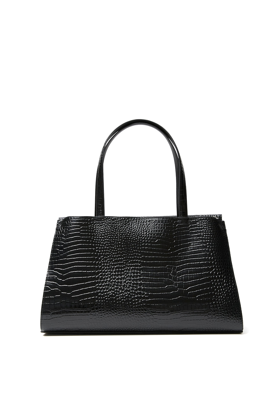 THE SIDNEY BLACK CROC TOTE | GHOST