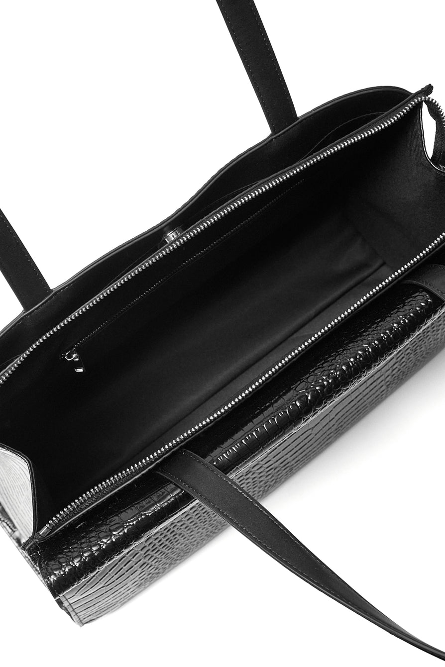 THE SIDNEY BLACK CROC TOTE | GHOST