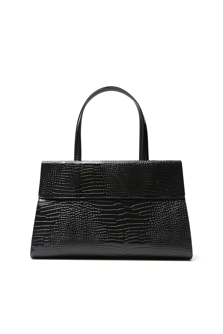 THE SIDNEY BLACK CROC TOTE | GHOST