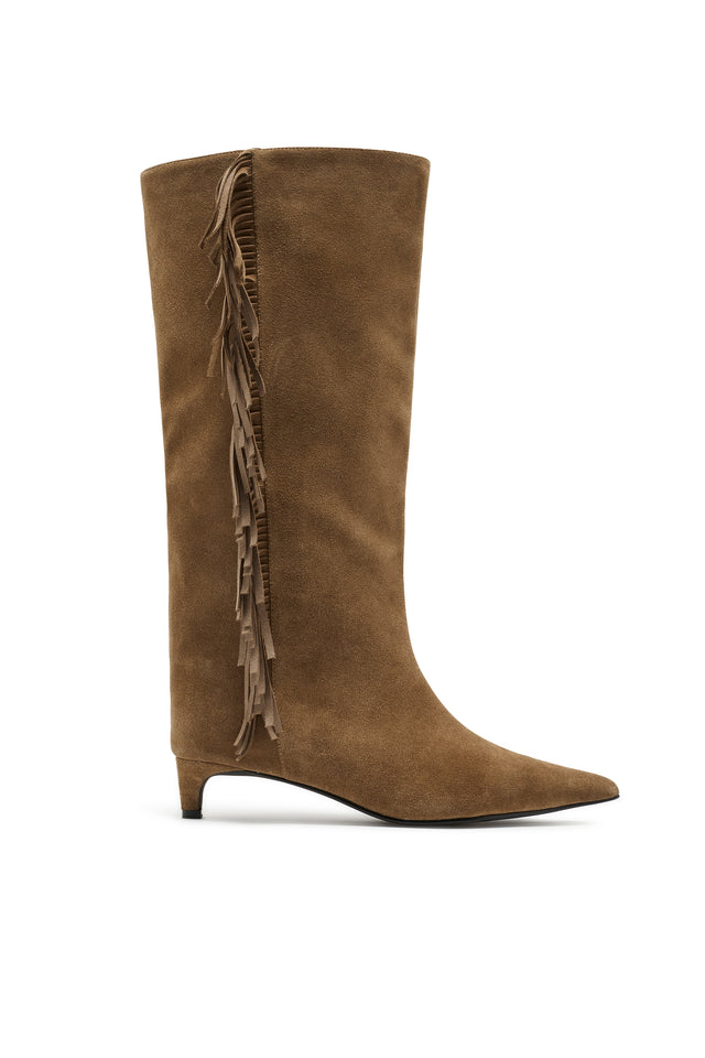 THE STACEY MOCHA FRINGE BOOT 