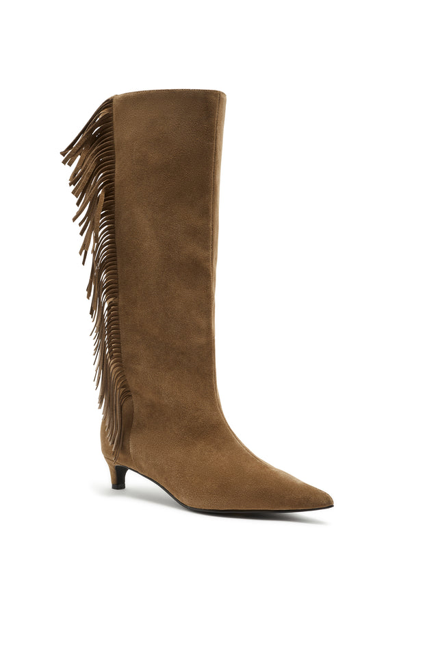 THE STACEY MOCHA FRINGE BOOT 