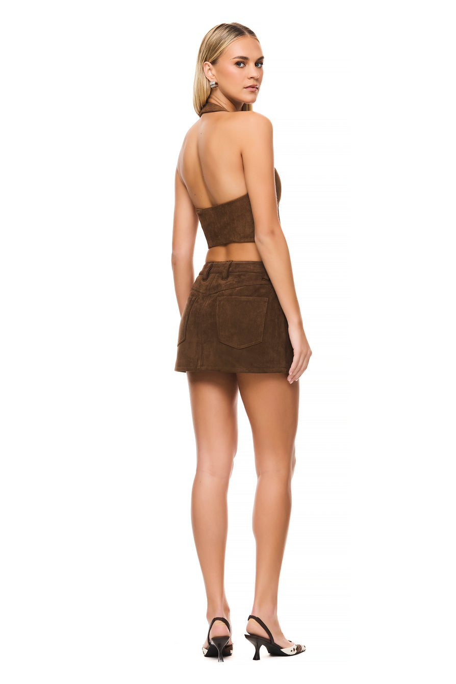 THE BROOKLYN BROWN SKIRT | model