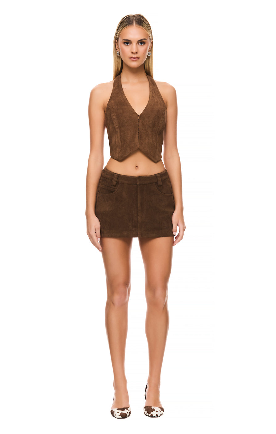 THE BROOKLYN BROWN SKIRT | model