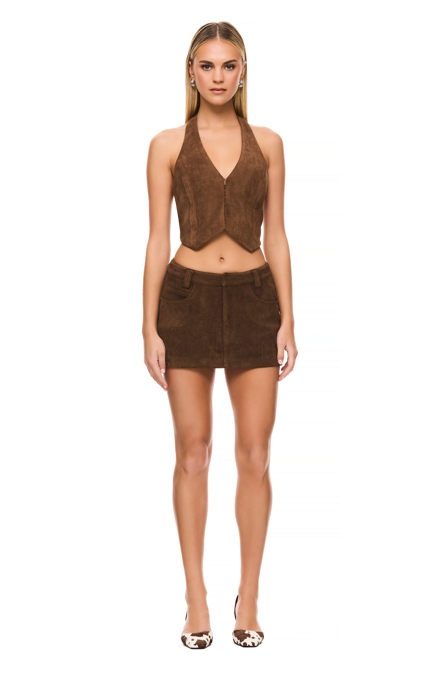 THE BROOKLYN BROWN SKIRT | model