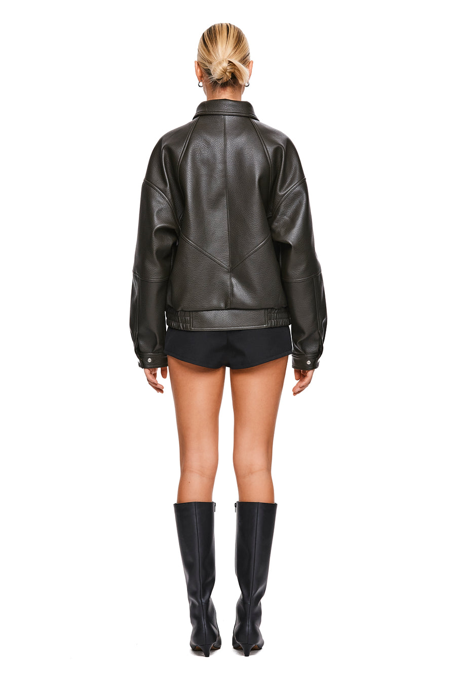 THE TOREY DEEP OLIVE JACKET | MODEL