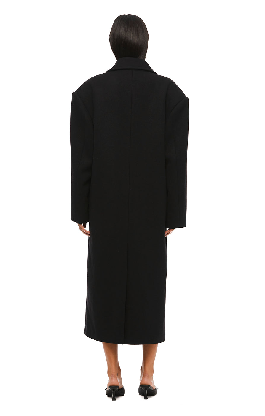 THE BOSTON OVERSIZED BLACK WOOL BLEND COAT | MODEL