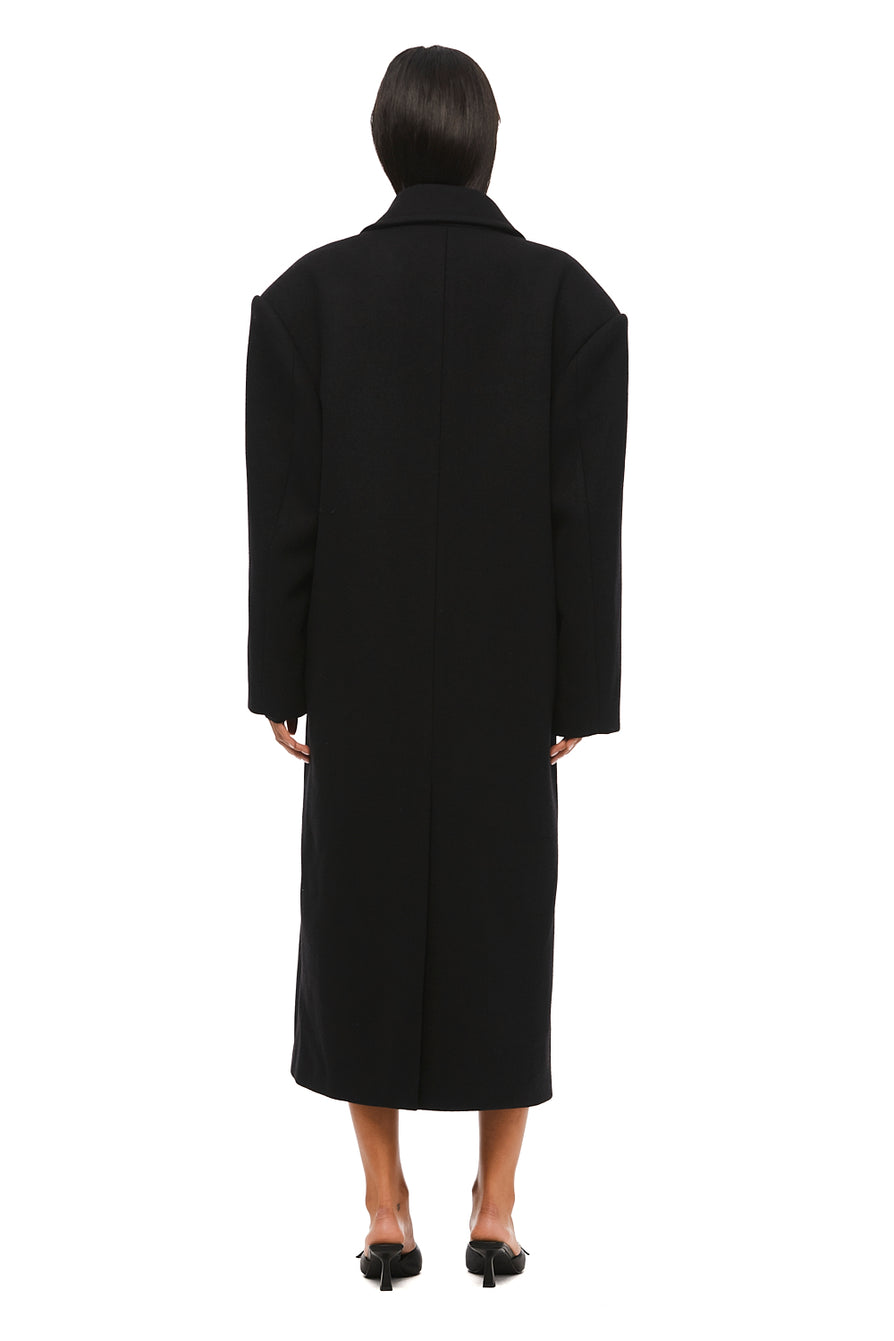 THE BOSTON OVERSIZED BLACK WOOL BLEND COAT | MODEL