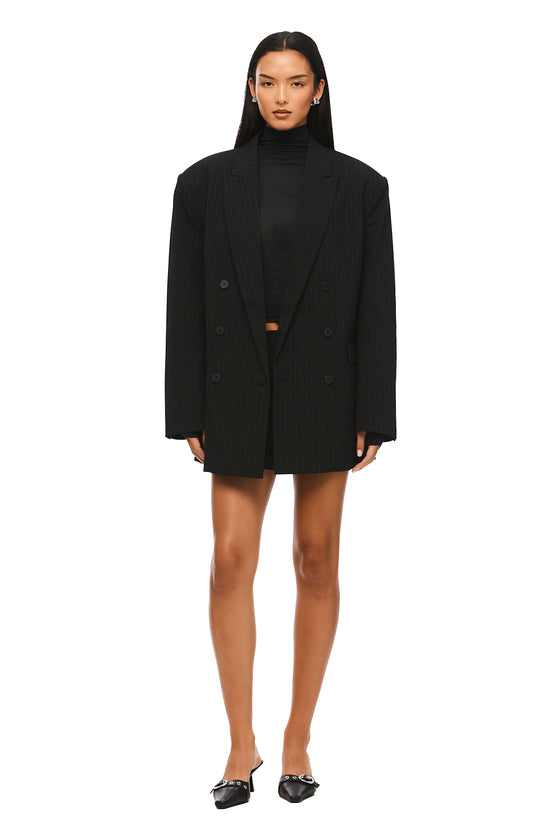 THE ROMAN BLACK PINSTRIPE BLAZER