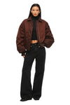THE DAMON BURGUNDY BOMBER JACKET | MODEL