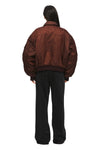 THE DAMON BURGUNDY BOMBER JACKET | MODEL
