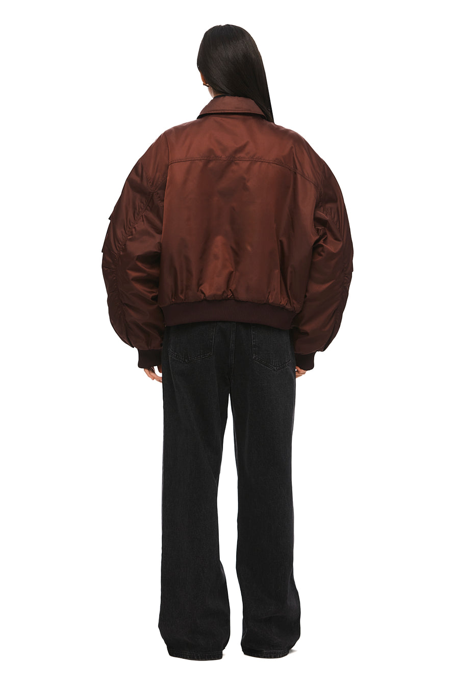 THE DAMON BURGUNDY BOMBER JACKET | MODEL