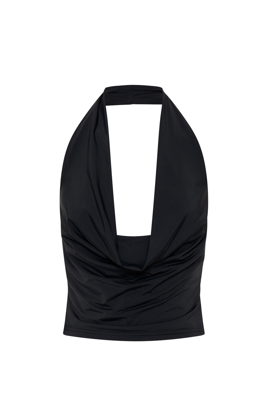 THE ABBY BLACK HALTER TOP | ghost