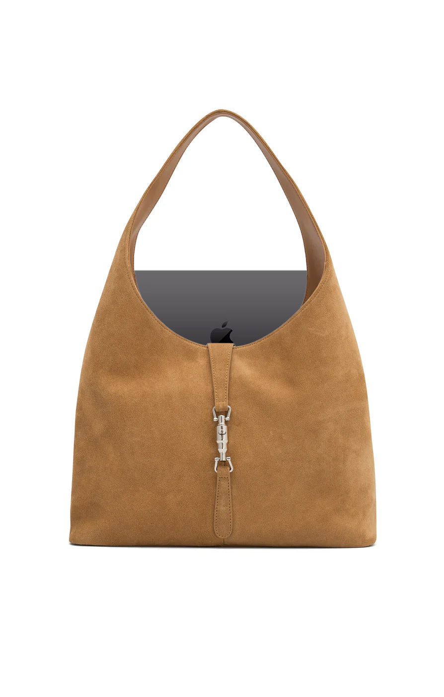 THE PIPER HONEY SUEDE BAG