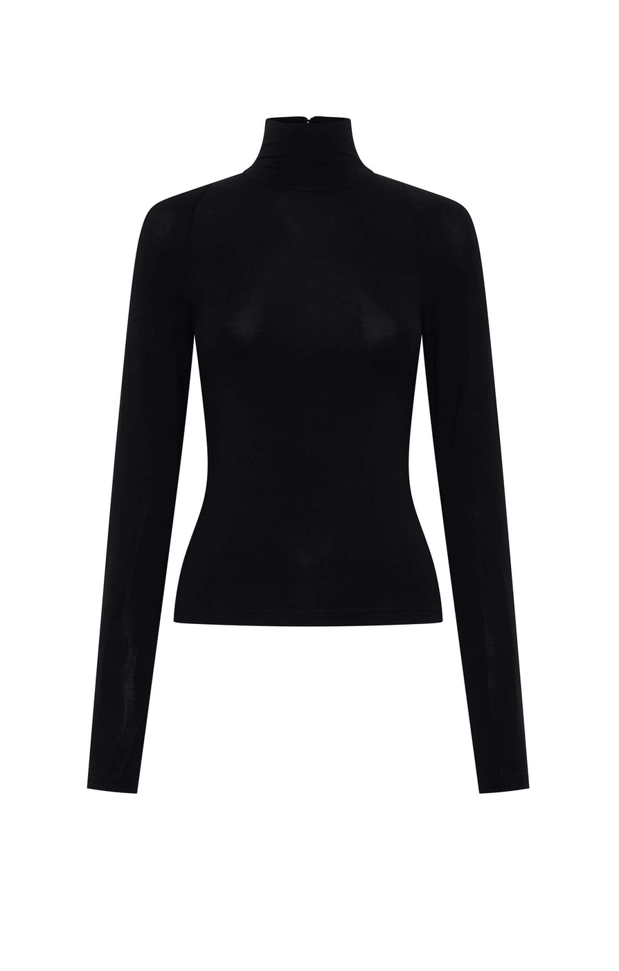 THE TULSA BLACK TURTLENECK TOP | ghost