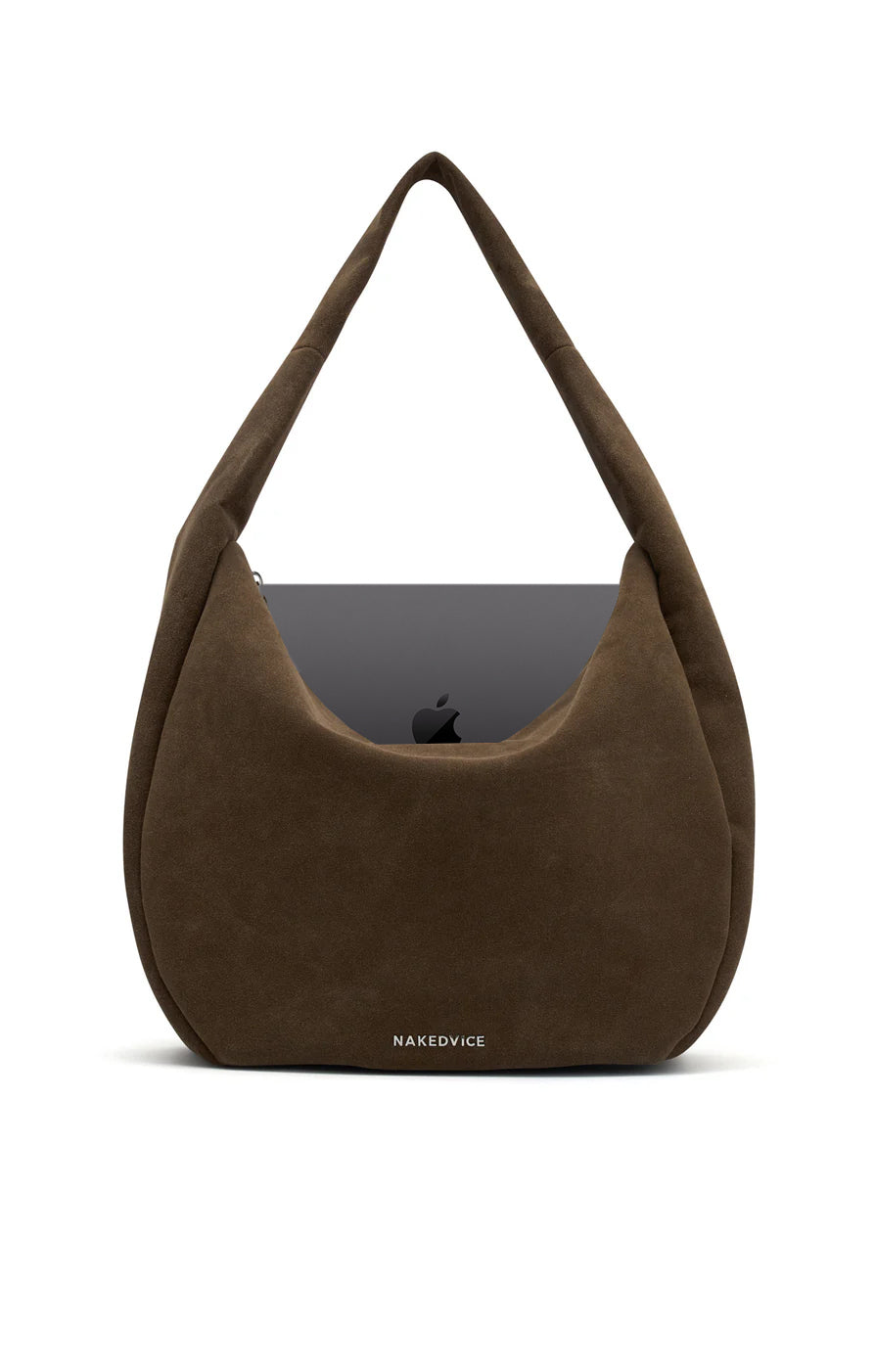 THE ZOE COCOA SUEDE BAG | laptop