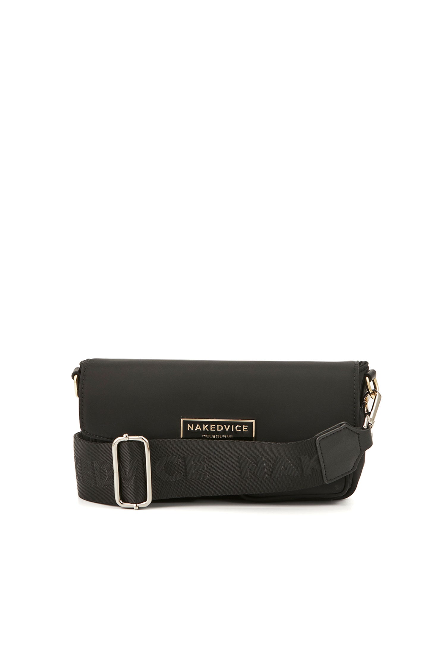 The Utility Nylon Gold | Black Nylon Cross Body Bag | Nakedvice